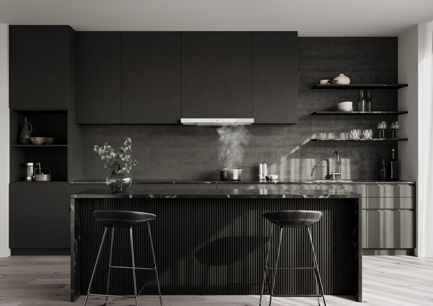 FUJIOH_Cooker Hood FR-MS2390_White with Black Colour Kitchen