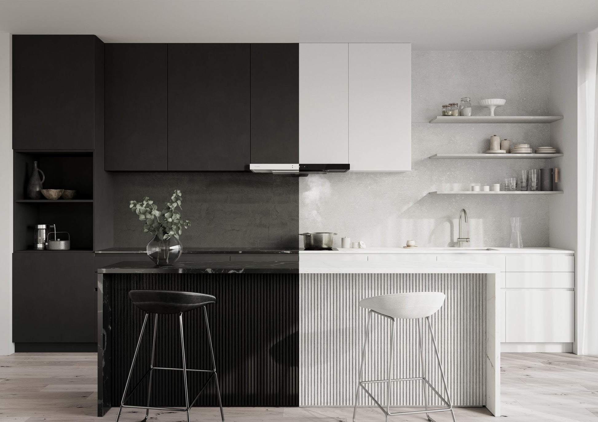 FUJIOH_Cooker Hood FR-MS2390_Black and White Colour Kitchen