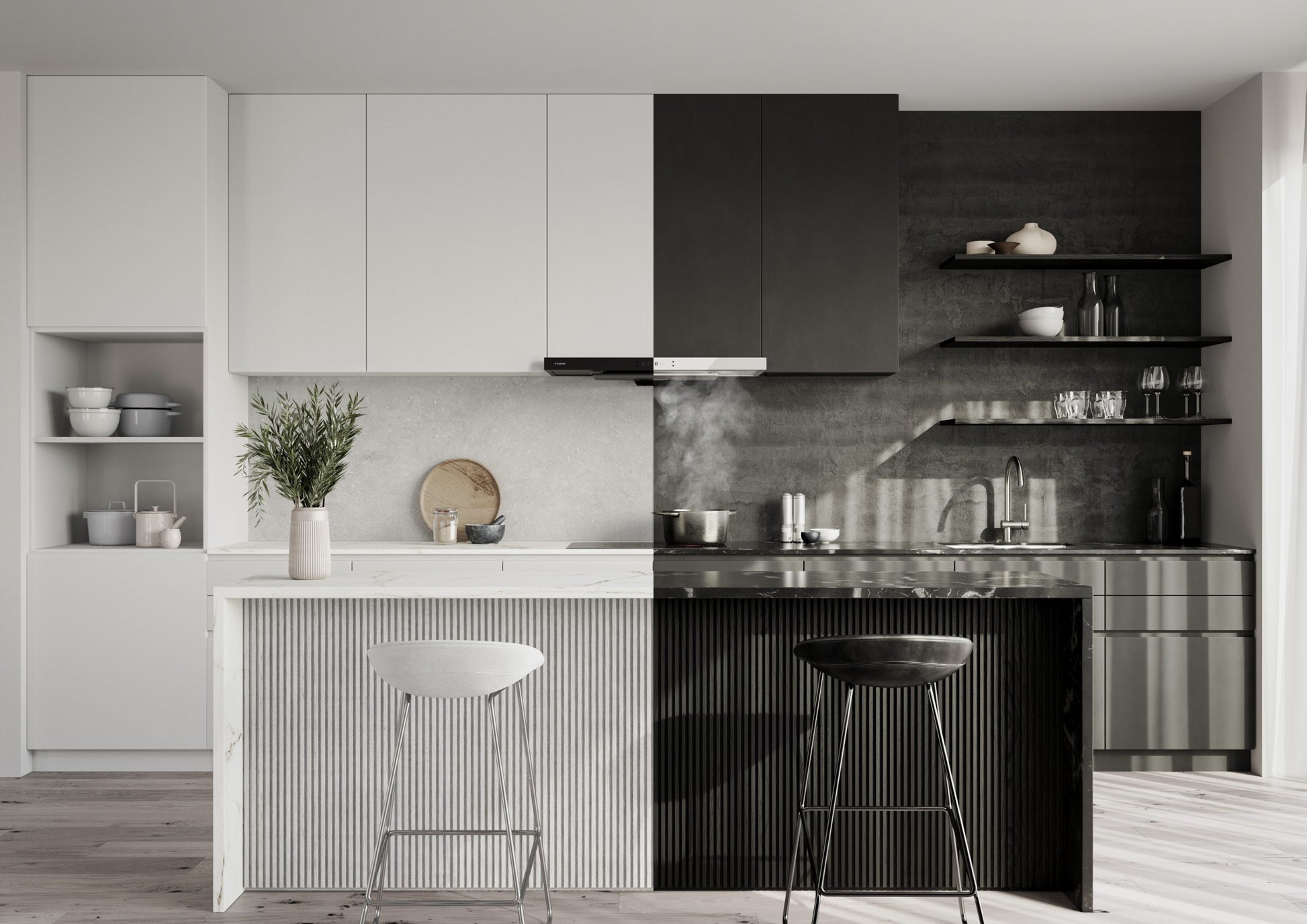 FUJIOH_Cooker Hood FR-MS2390_Black and White Colour Kitchen
