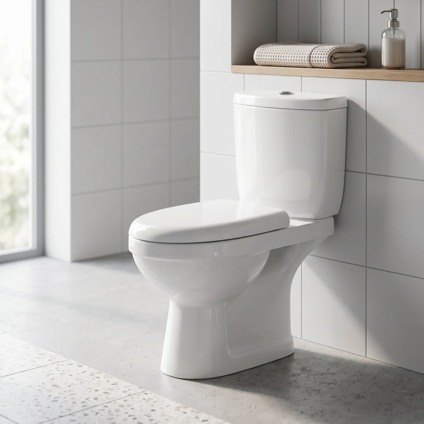 VIXI Washdown WC Complete Set (P-180mm) - White in a room setting