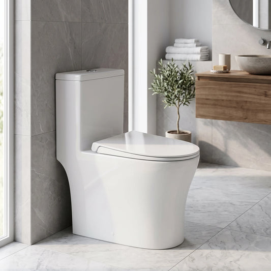 LUDO Washdown Rimless WC Complete Set (S-200mm) - White in a room setting