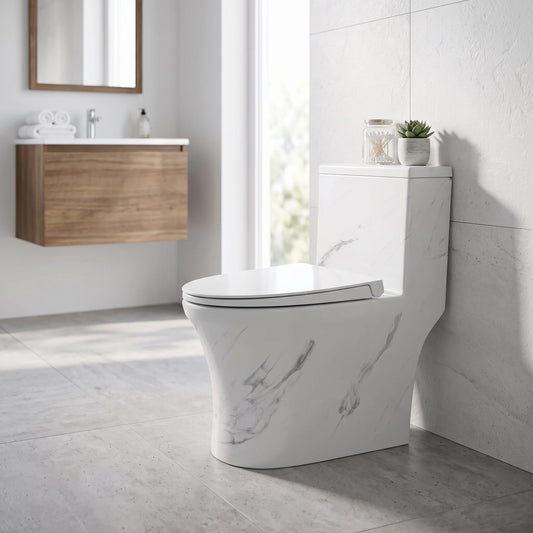VESPER WC Complete Set (S-250mm) - Marble White in a room setting
