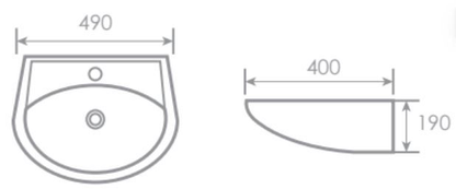 VINTY Wall Hung Wash Basin c/w Fixing Bolts - White
