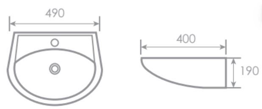 VINTY Wall Hung Wash Basin c/w Fixing Bolts - White