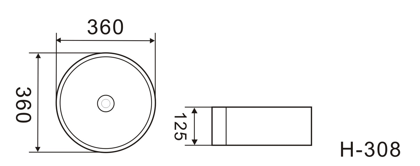 Round Above Counter Wash Basin with Gold Rim Edge - White