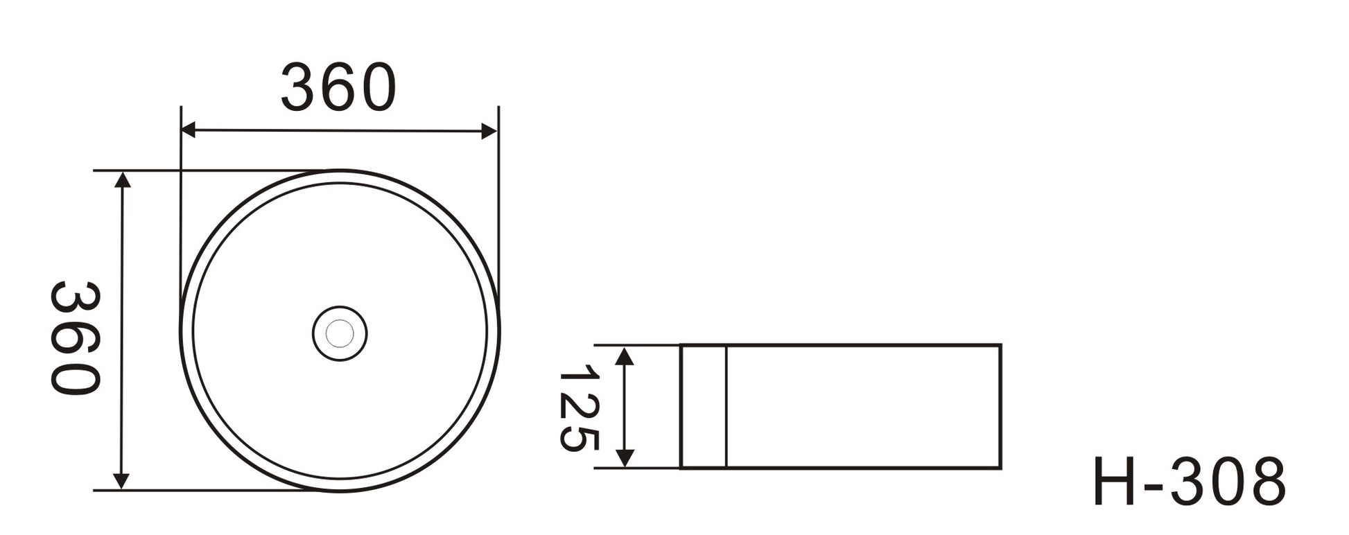 Round Above Counter Wash Basin with Gold Rim Edge - White