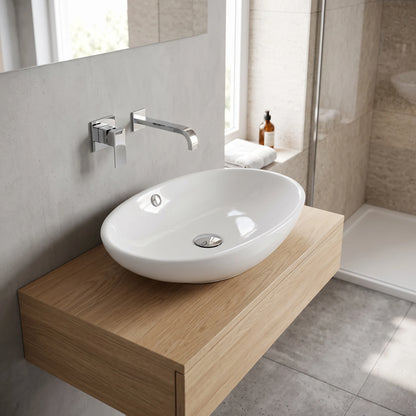 Oval Above Counter Wash Basin - White in a room setting