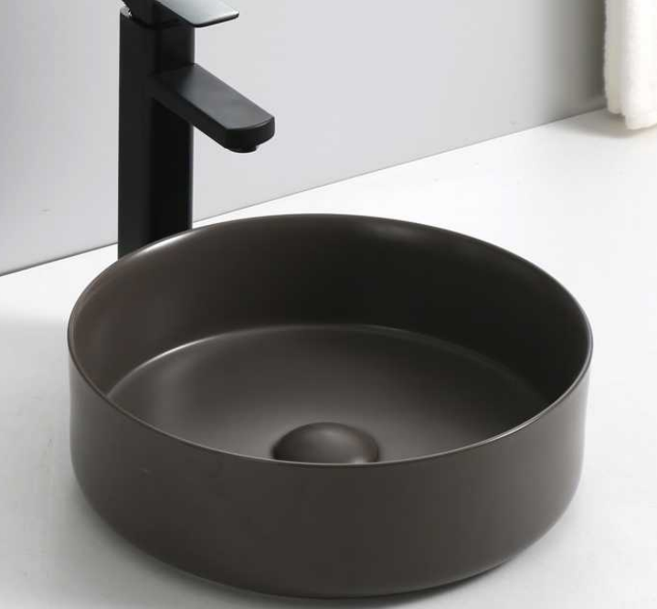 Round Wash Basin With Waste - Dark Brown