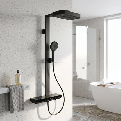 Exposed Shower Bar Set - Matt Black in a room setting
