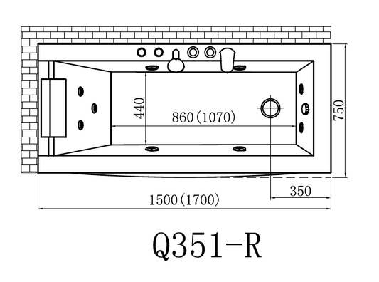 Massage Bath Tub (Right) - White