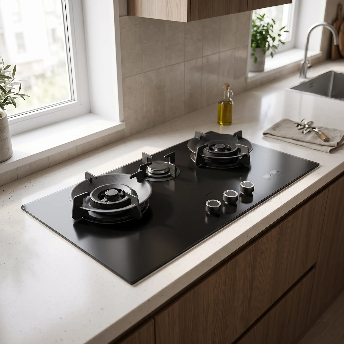 Robam Timer Gas Hob in a room setting