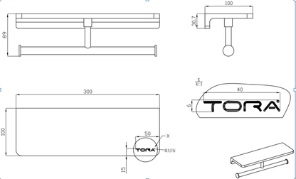 Double Paper Holder with Shelf - Chrome