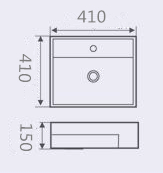 Square Semi-Recessed Wash Basin - White