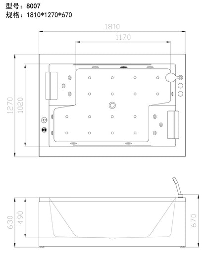 Waterfall Massage Bath Tub