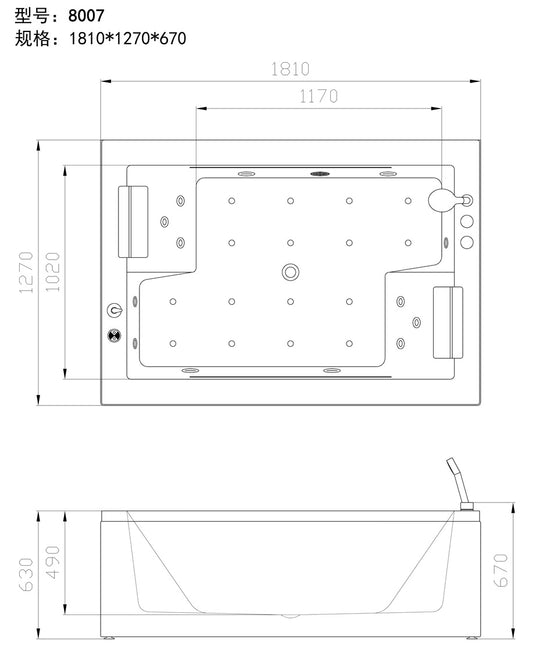 Waterfall Massage Bath Tub