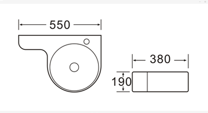 Wall Hung Basin c/w Fixing Bolt - White