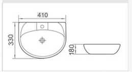 Wall Hung Wash Basin c/w Fixing Bolt - White