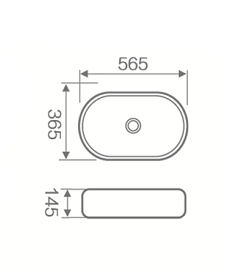 Oval Above Counter Wash Basin w/o Waste - Matt White Marble