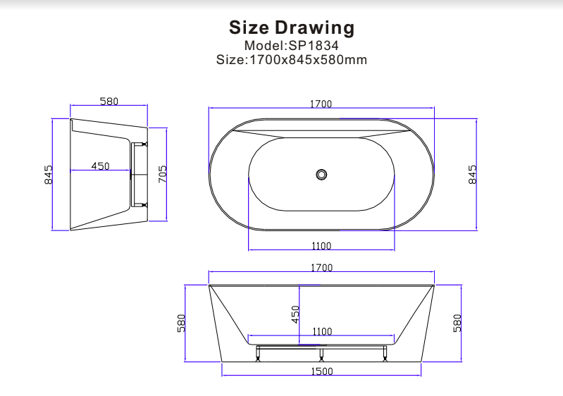 Free Standing Bathtub - White
