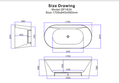 Free Standing Bathtub - White