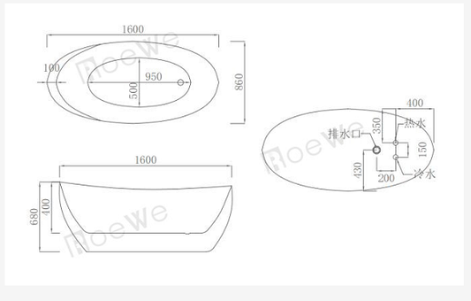 Free Standing Bathtub - Chrome Tap