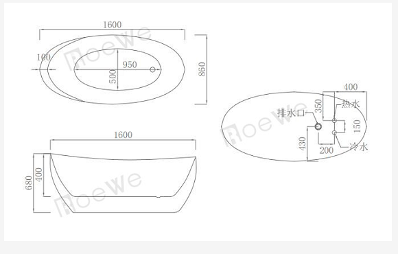 Free Standing Bathtub - Chrome Tap