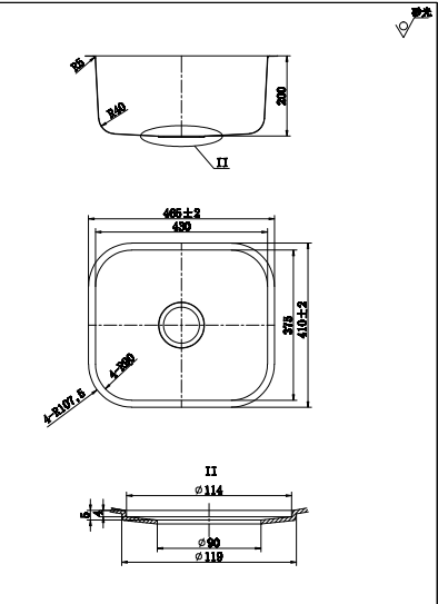SUS304 Single Bowl Sink