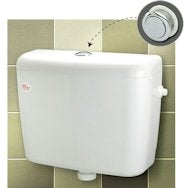 Round Single Flush Push Button Plastic Cistern - White