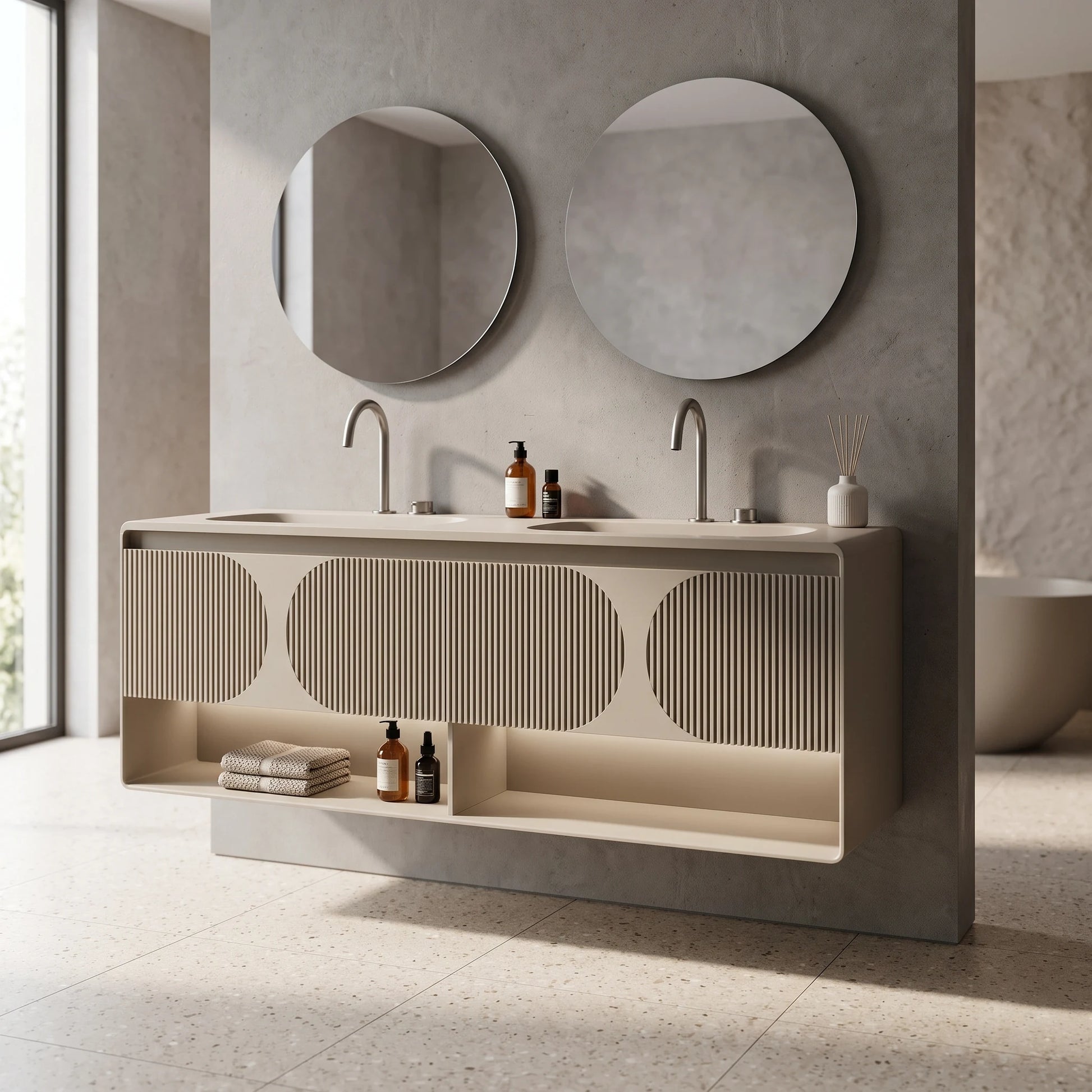 Main Basin Cabinet Set c/w sensor light in a room setting