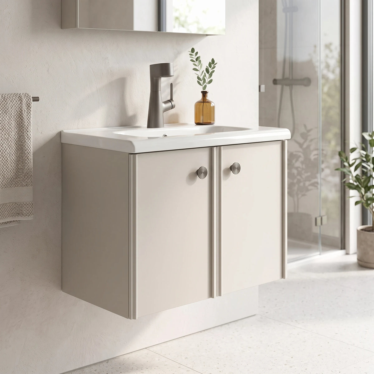 Aluminium Basin Cabinet Set in a room setting