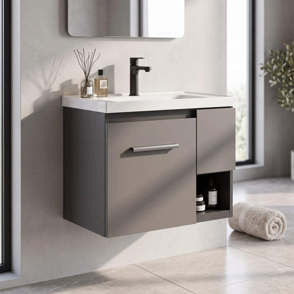 Aluminium Basin Cabinet Set in a room setting