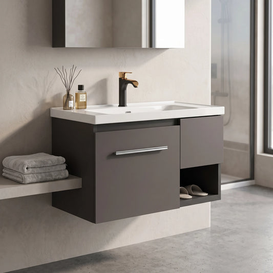 Aluminium Main Basin Cabinet Set in a room setting