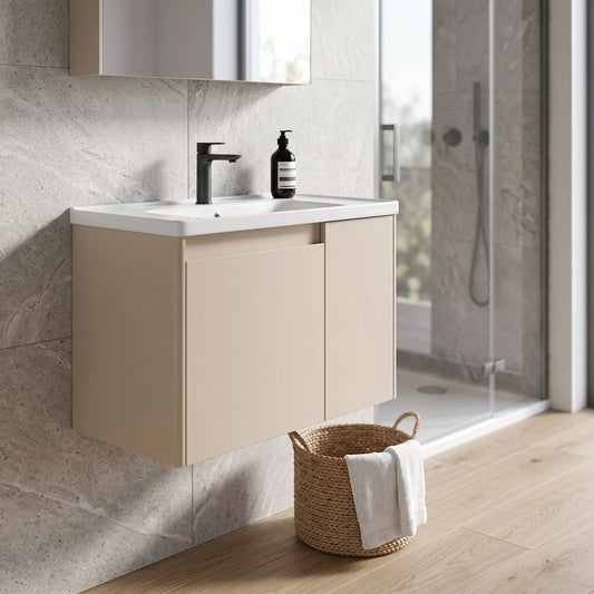 Carbon Steel Basin Cabinet Set in a room setting