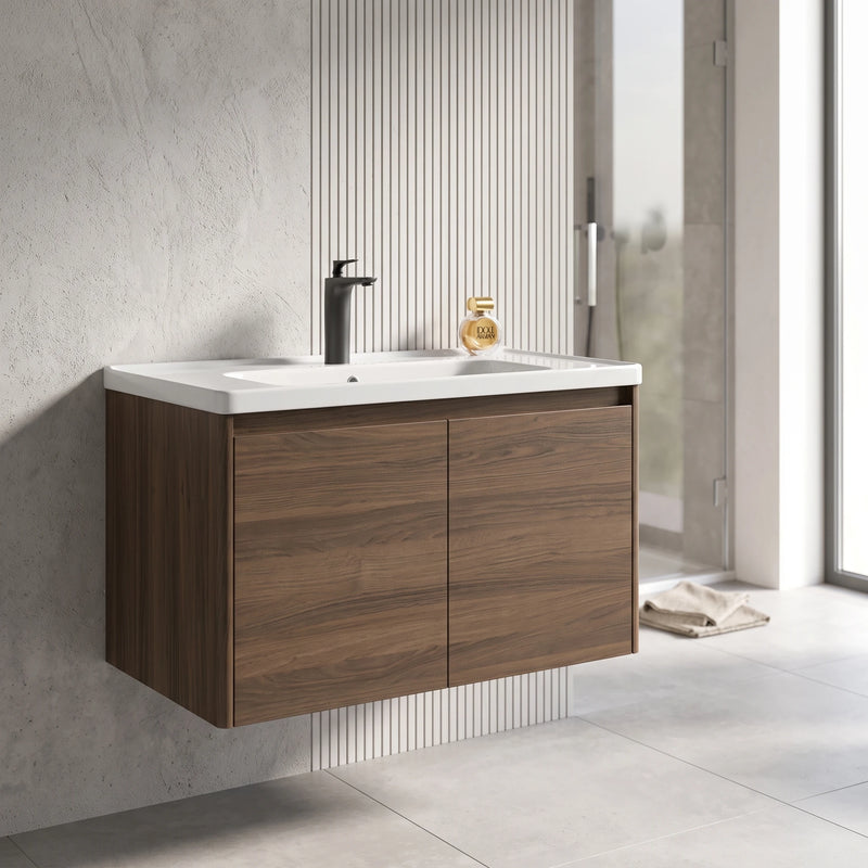 Carbon Steel Basin Cabinet Set in a room setting