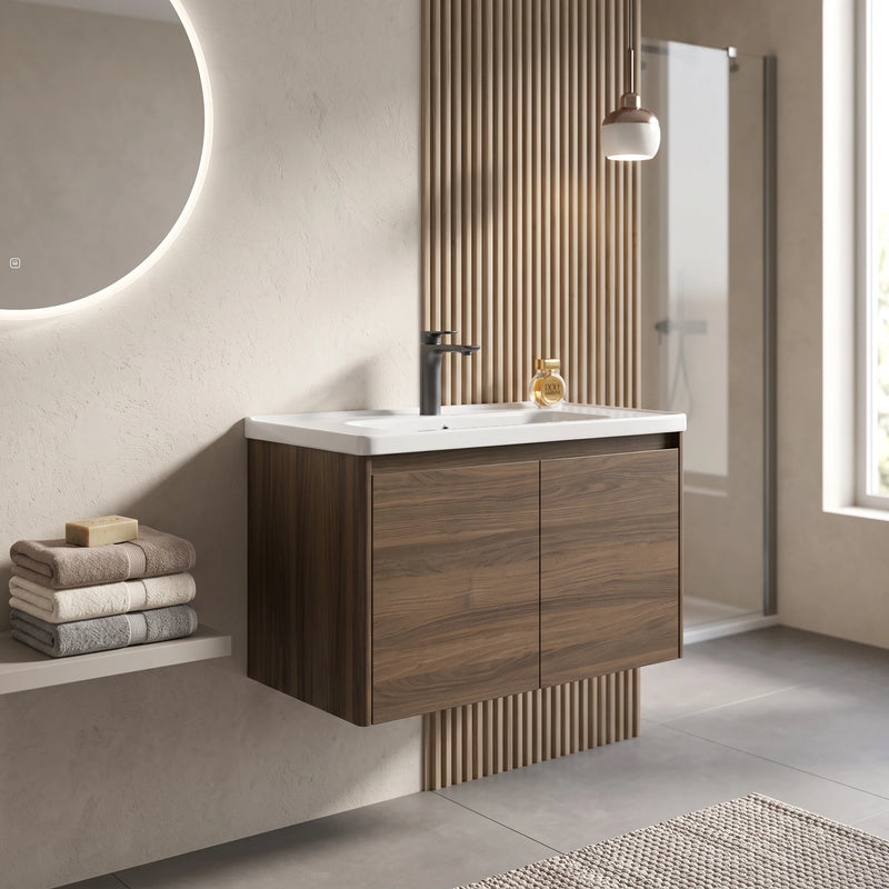 Carbon Steel Basin Cabinet Set in a room setting