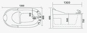 Technical drawing of long bath tub with panel in Malaysia