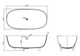 Polystone Free Standing Bath tub technical design with size of 1600×800×580mm