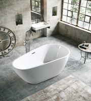 White free standing bath tub with modern sleek design in Malaysia