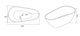 Size and layout specifications for free standing bath tub of 1600 x 800 x 590 mm