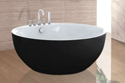 Black and white bath tub with standing faucet design for stylish bathrooms in Malaysia
