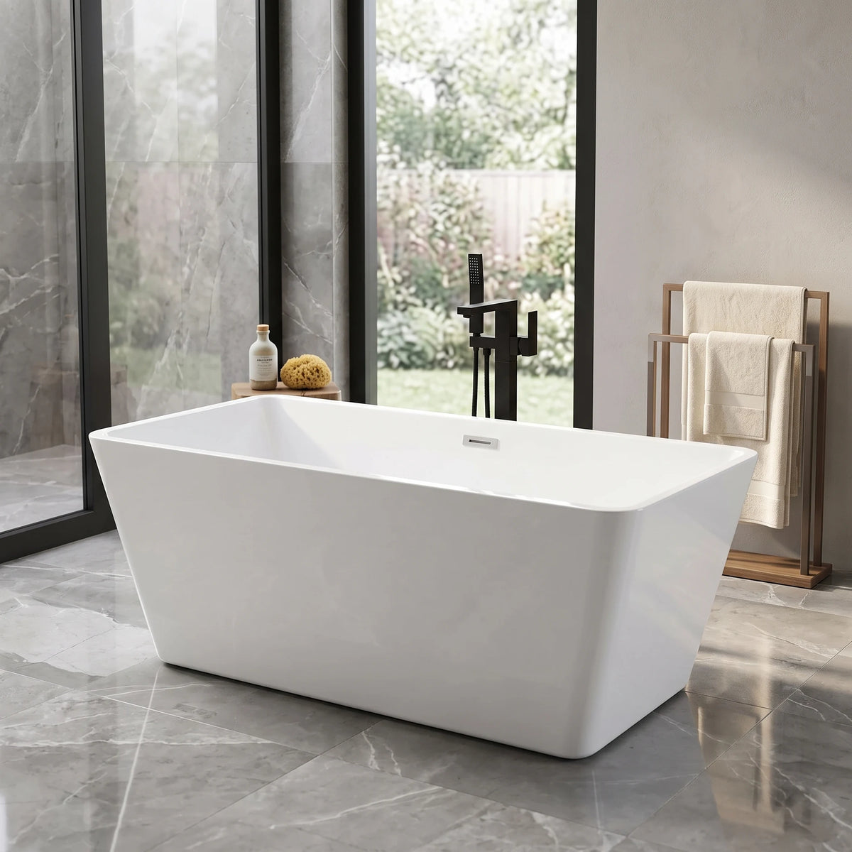 Free Standing Bathtub - White in a room setting