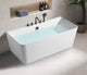A stylish white freestanding bath tub designed with ergonomic contours for enhanced relaxation.