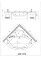 Q312N corner bath tub plan view. See exact measurements in this drawing