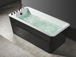 Massage Bathtub c/w Black Tap and Waste - Black and White