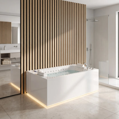 Massage Bath Tub with faucet and waste c/w 6pcs middle jets, 16pcs small jets and 16pcs air jets in a room setting