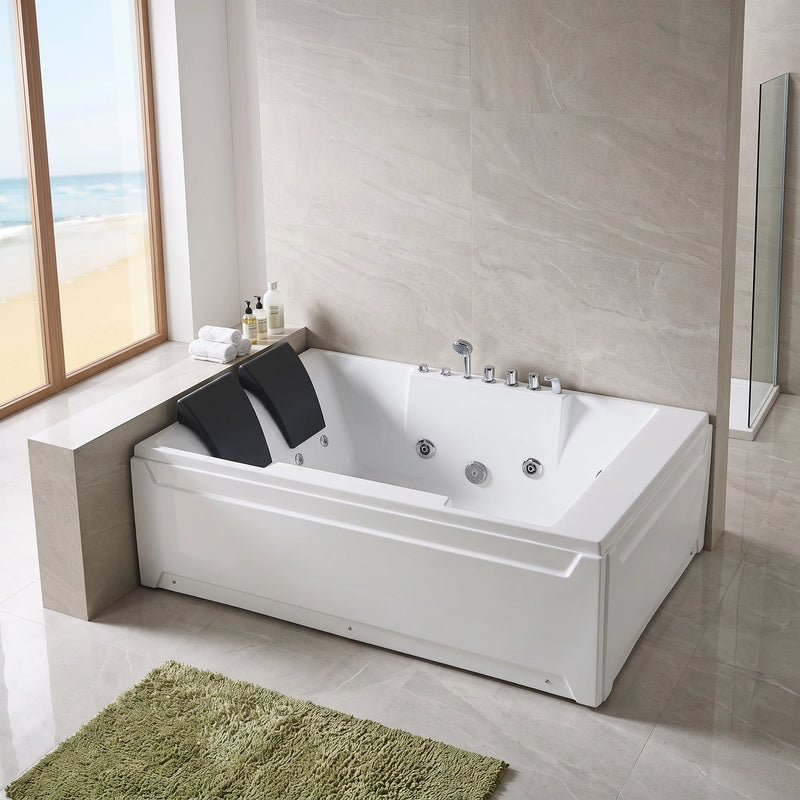 Massage Bath Tub (Right) with faucet c/w 4pcs big jets, 2pcs middle jets and 4pcs small jets in a room setting