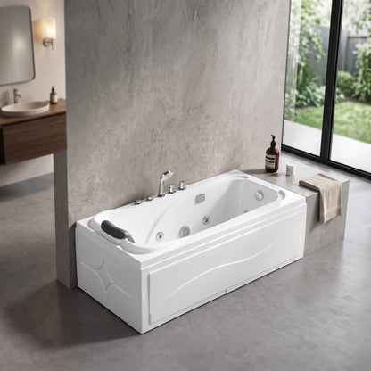 Massage Bath Tub with Faucet and Waste c/w 4pcs Big Jets and 5 pcs Small Jets - White in a room setting