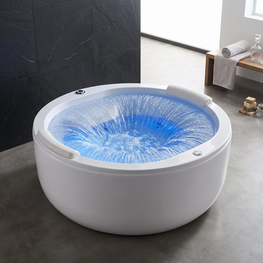 ROUND Massage Bath Tub in a room setting