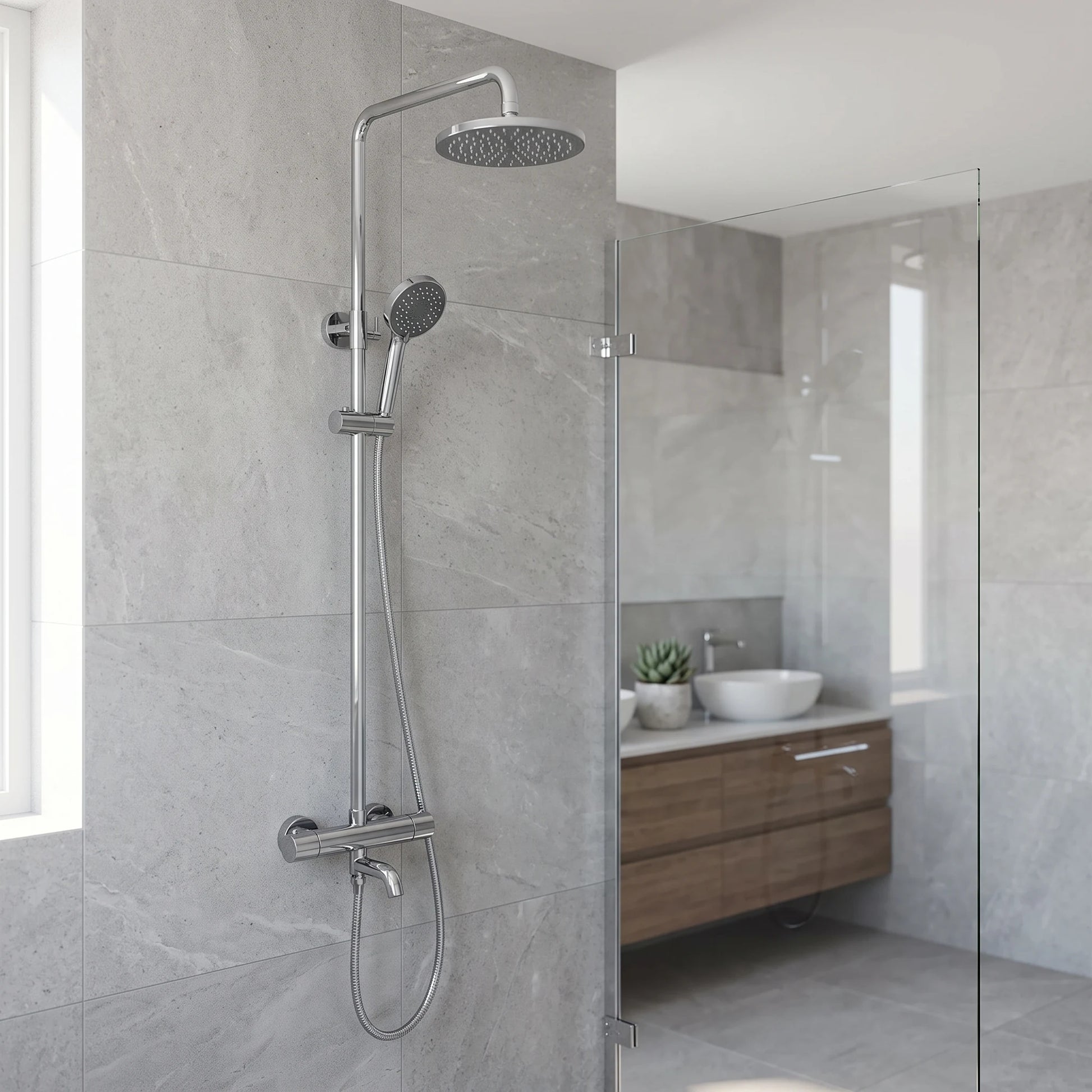 Exposed Shower Bar Set in a room setting