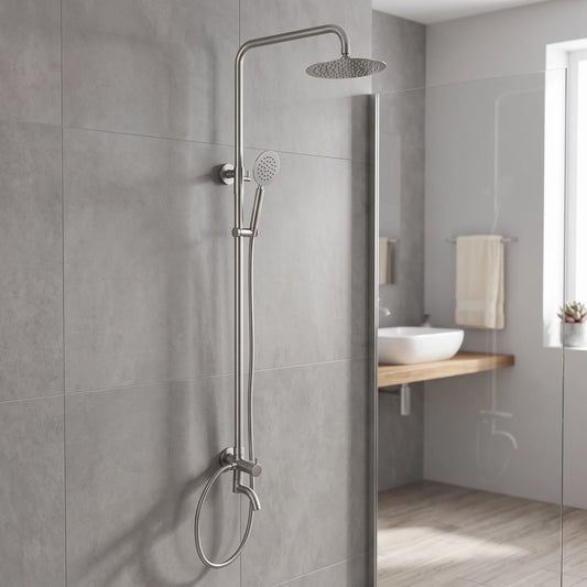 Exposed Shower Bar Set (for Instant Water Heater used) - Satin in a room setting